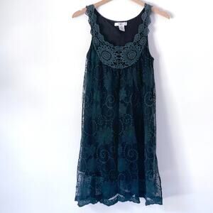 Sheer Layered Black Crochet Whimsigoth Dress Womens S Cottage Witch Fairy Grunge